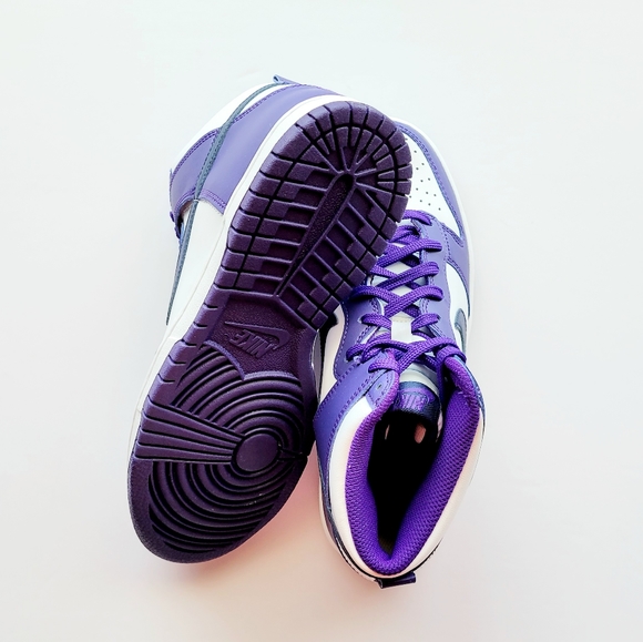 Nike Dunk Hi White Electro Purple Midnight Navy Youth 6.5 Women's 8 - Picture 5 of 6